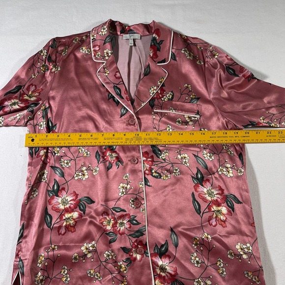Joie Pajama Top Women XS Pink Floral Satin Sleep Button Up Shirt Viscose - Picture 8 of 10